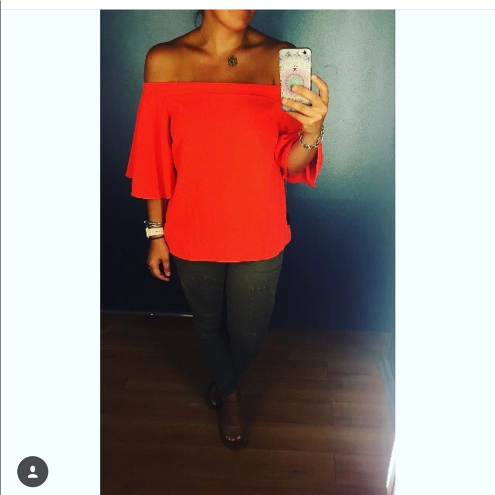 Amazing orange off the shoulder top!